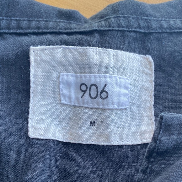 906 The Label Jahya Shirt in Black Size Medium Linen Black Short Sleeve Collar - Picture 3 of 3